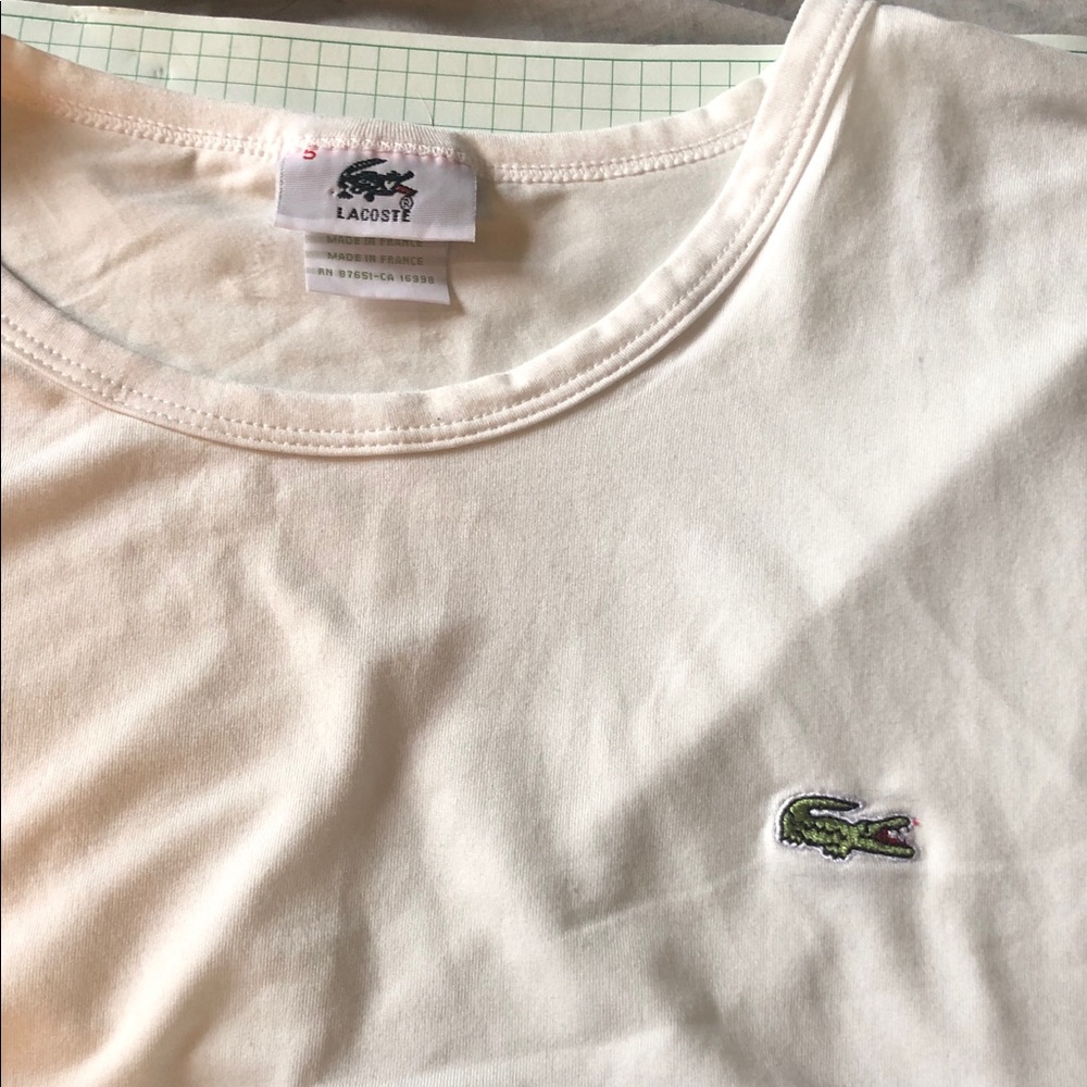 Lacoste Men's Cream Crew Neck Short Sleeve Tee